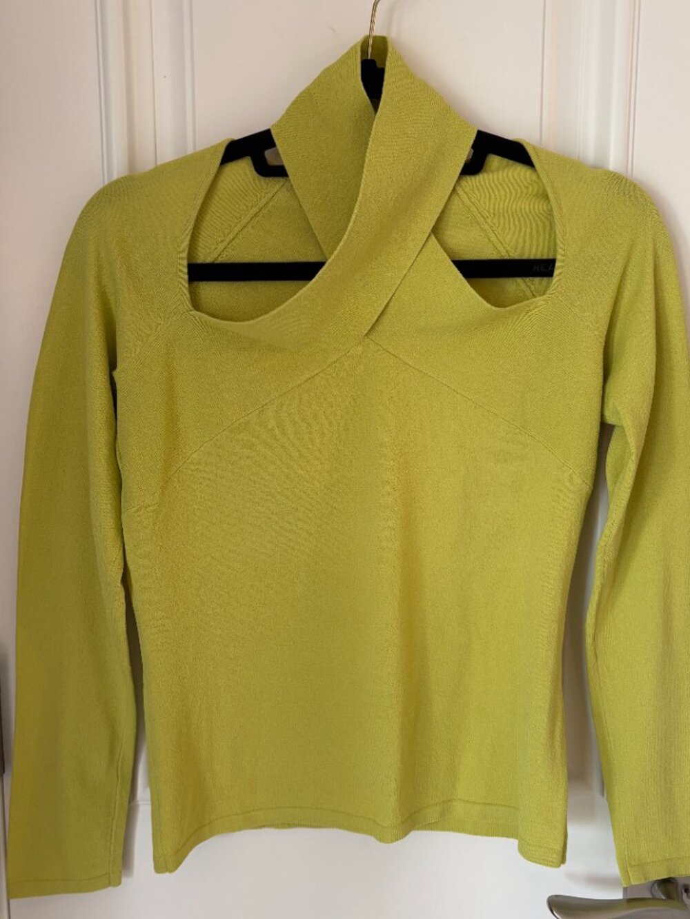 Vintage Bloomingdale's chartreuse knit cut out top